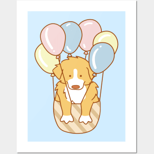 Puppy and Balloons Posters and Art